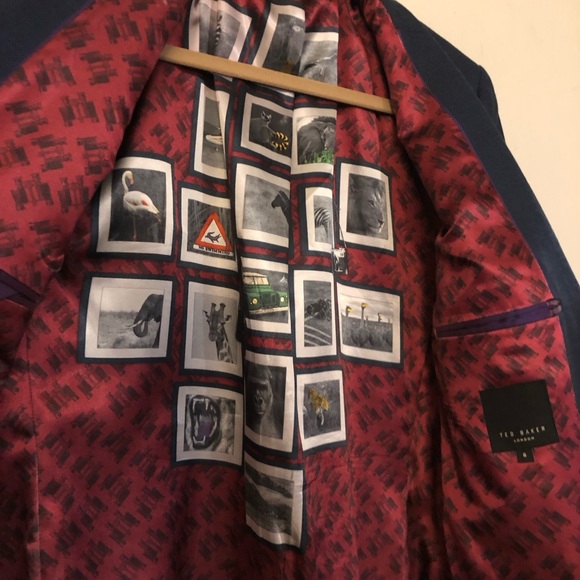 Ted Baker London Blue Wool Suit Set Blazer Jacket Size 6 and Size 40R Pants - Picture 2 of 11